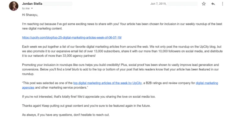 List Requesting a Backlink