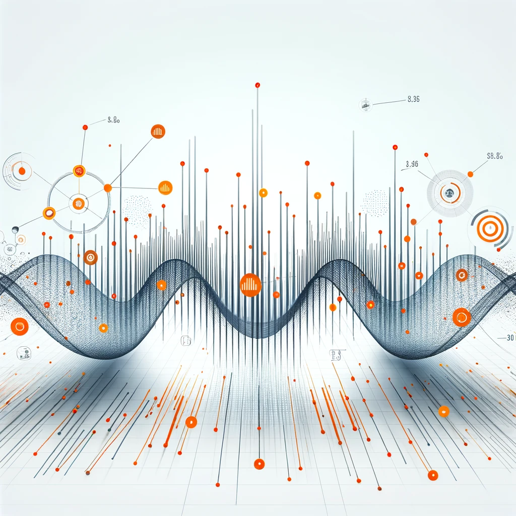 sound wave with orange accents and data point symbolizing call tracking analytics