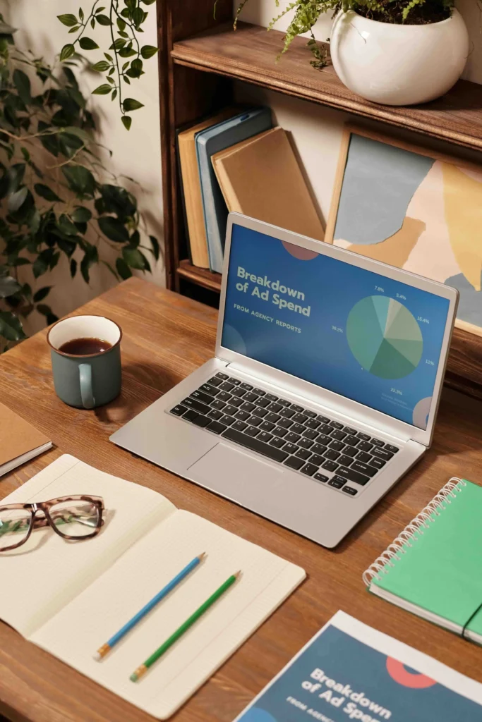 Laptop showing analytics about ads