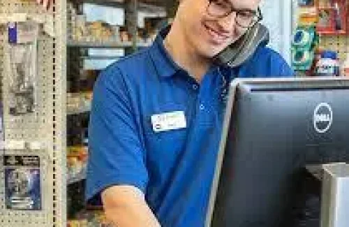 Store Employee Taking a Call