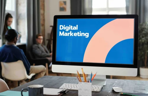 computer monitor showing digital marketing ads