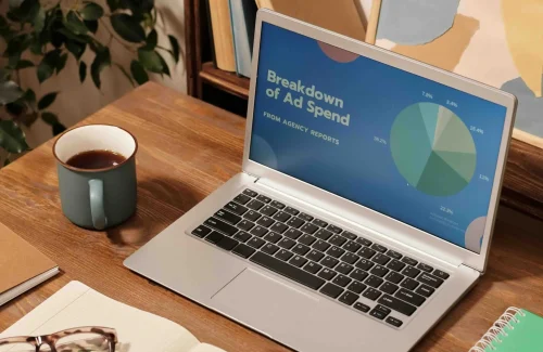 Laptop showing analytics about ads